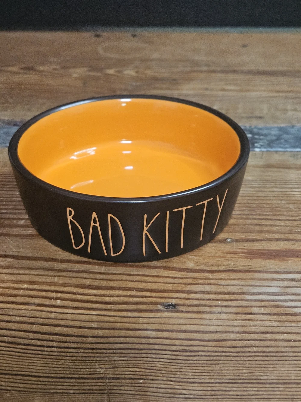 Rae Dunn Bad Kitty Orange Ceramic Pet Bowl - Home Accents